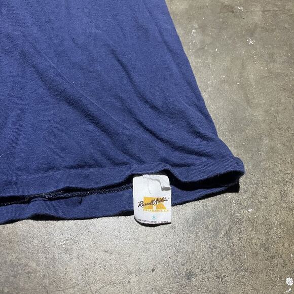 Vintage 70s Alpha Xi Delta Blue/Yellow Russell Sorority Shirt - Picture 4 of 4